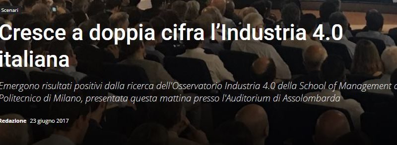 Cresce a doppia cifra l’Industria 4.0 italiana